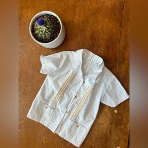 White Embroidered Toddler Shirt - Classic Summer Top